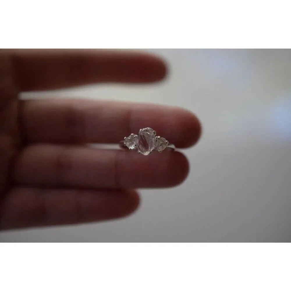 alternative raw Lake County diamond engagement rings, raw crystal size 8